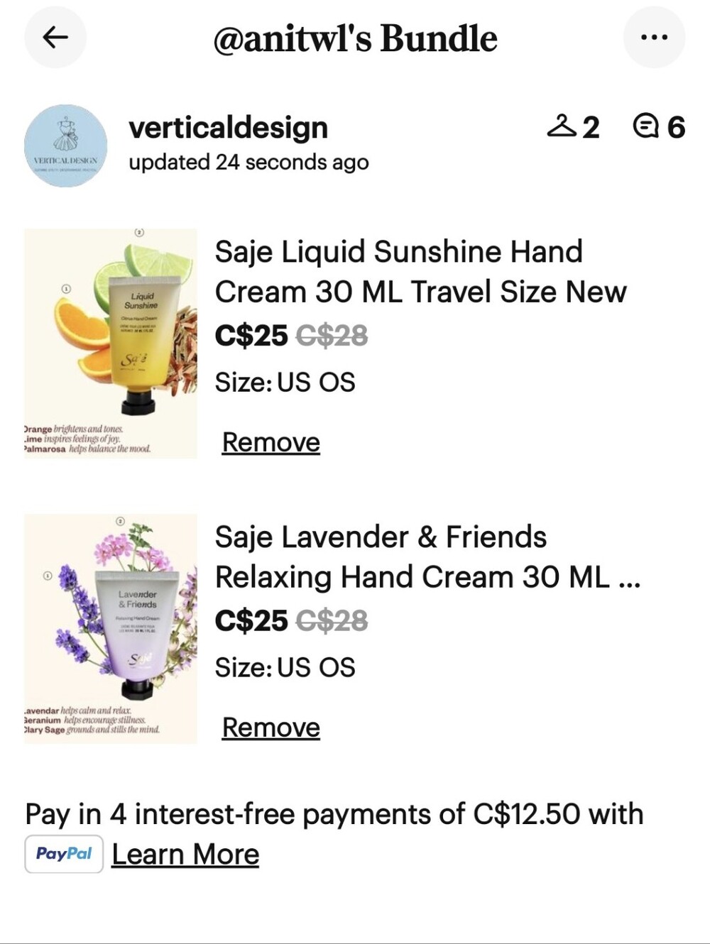 Custom Listing For @anitwl saje Travel Lotions Sunshine & Lavender